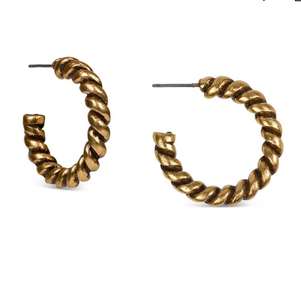 PATRICIA NASH GOLD TONE ROPE HOOP EARRINGS NWT - Picture 2 of 3